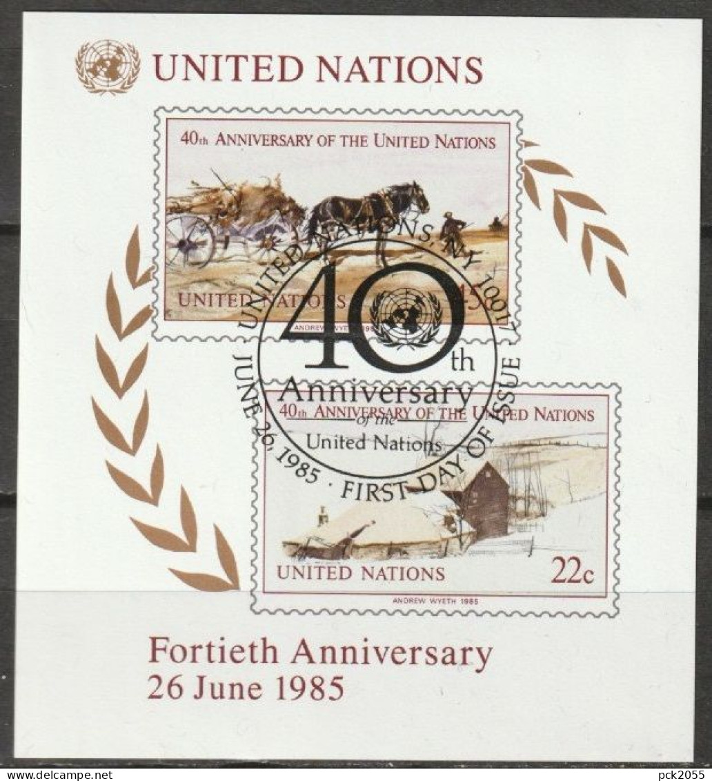 UNO New York 1985 MiNr.470 - 471B O Gestempelt Block 8 Postfr.40 Jahre UNO( EK192/2 ) - Blocs-feuillets