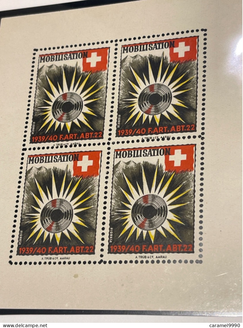 Schweiz Soldatenmarken F. Art. Abt. 22 Mobilisation 1939- 1940  Z 10 - Vignettes