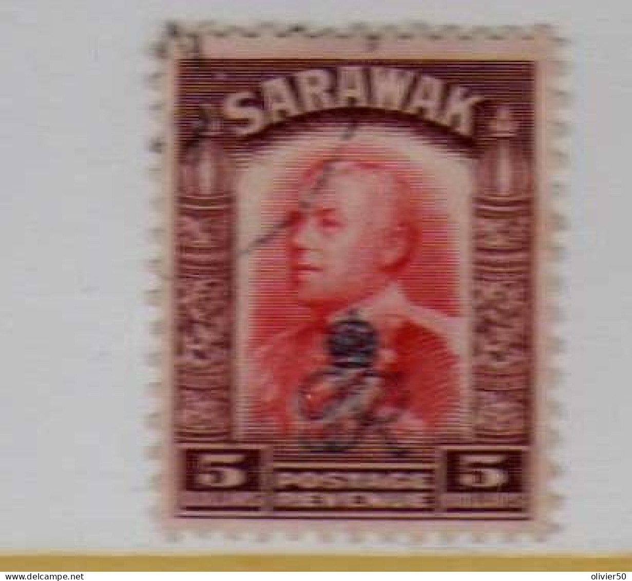 Sarawak - 1947 -  5 D. Sir Charles Vyner Brooke  Surcharge "GR"   - Oblitere - Sarawak (...-1963)