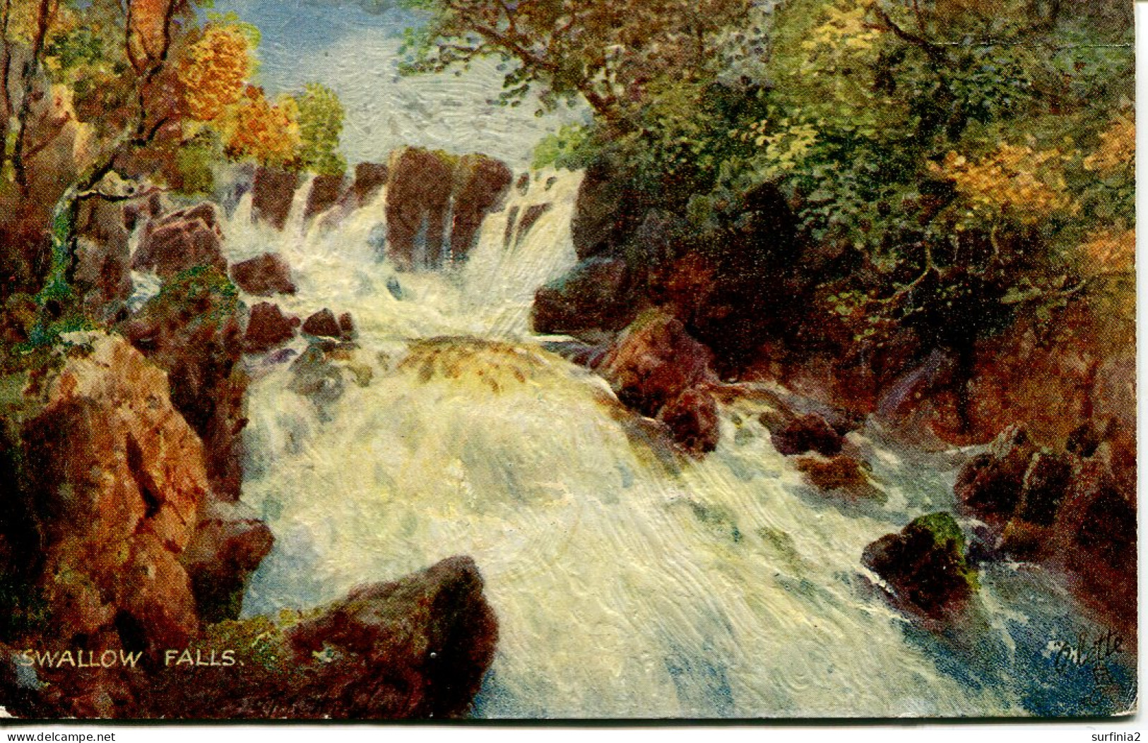 TUCKS OILETTE - WIMBUSH 7876 - BETTWS-Y-COED - THE SWALLOW FALLS - OIL FASCISM - Wimbush