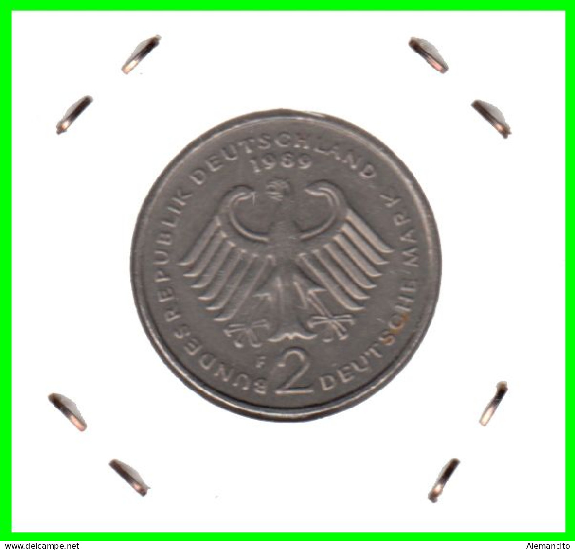 COIN ALEMANIA ( GERMANY ) MONEDA DE 2.00 DM AÑO 1989 CECA-F - STTUCART -LUDWIG ERHARD - NÍQUEL - 2 Marchi
