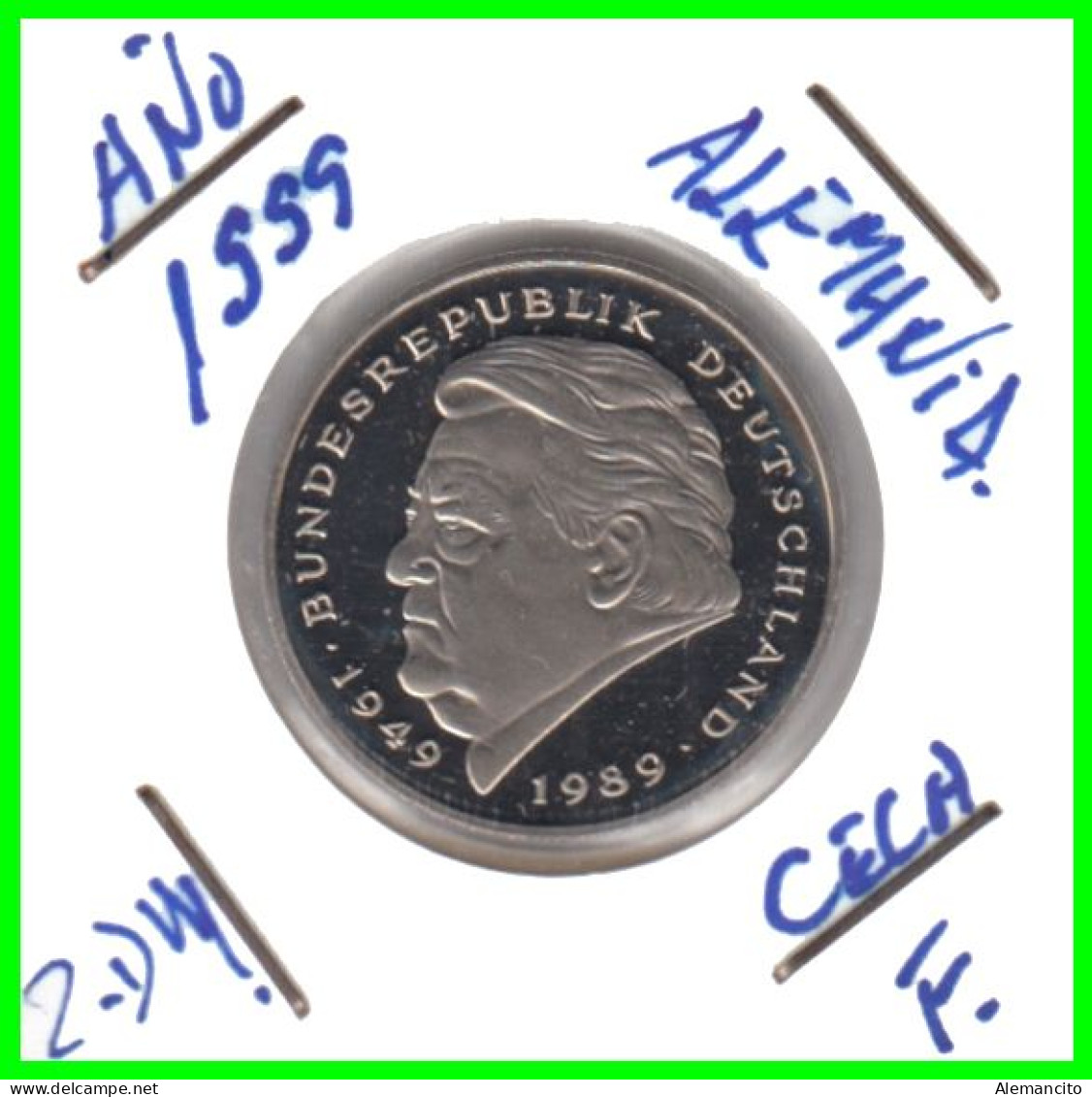 COIN ALEMANIA ( GERMANY ) MONEDA DE 2.00 DM AÑO 1999 CECA-F - STTUCART -LUDWIG ERHARD - NÍQUEL- SIN CIRCUILAR - PROOF - 2 Marchi