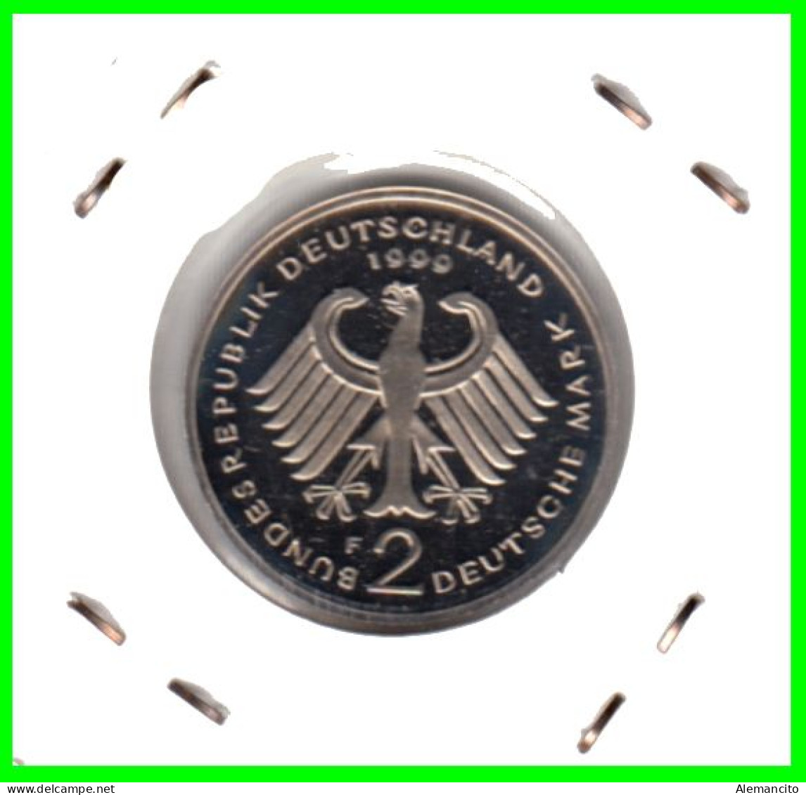 COIN ALEMANIA ( GERMANY ) MONEDA DE 2.00 DM AÑO 1999 CECA-F - STTUCART -LUDWIG ERHARD - NÍQUEL- SIN CIRCUILAR - PROOF - 2 Mark