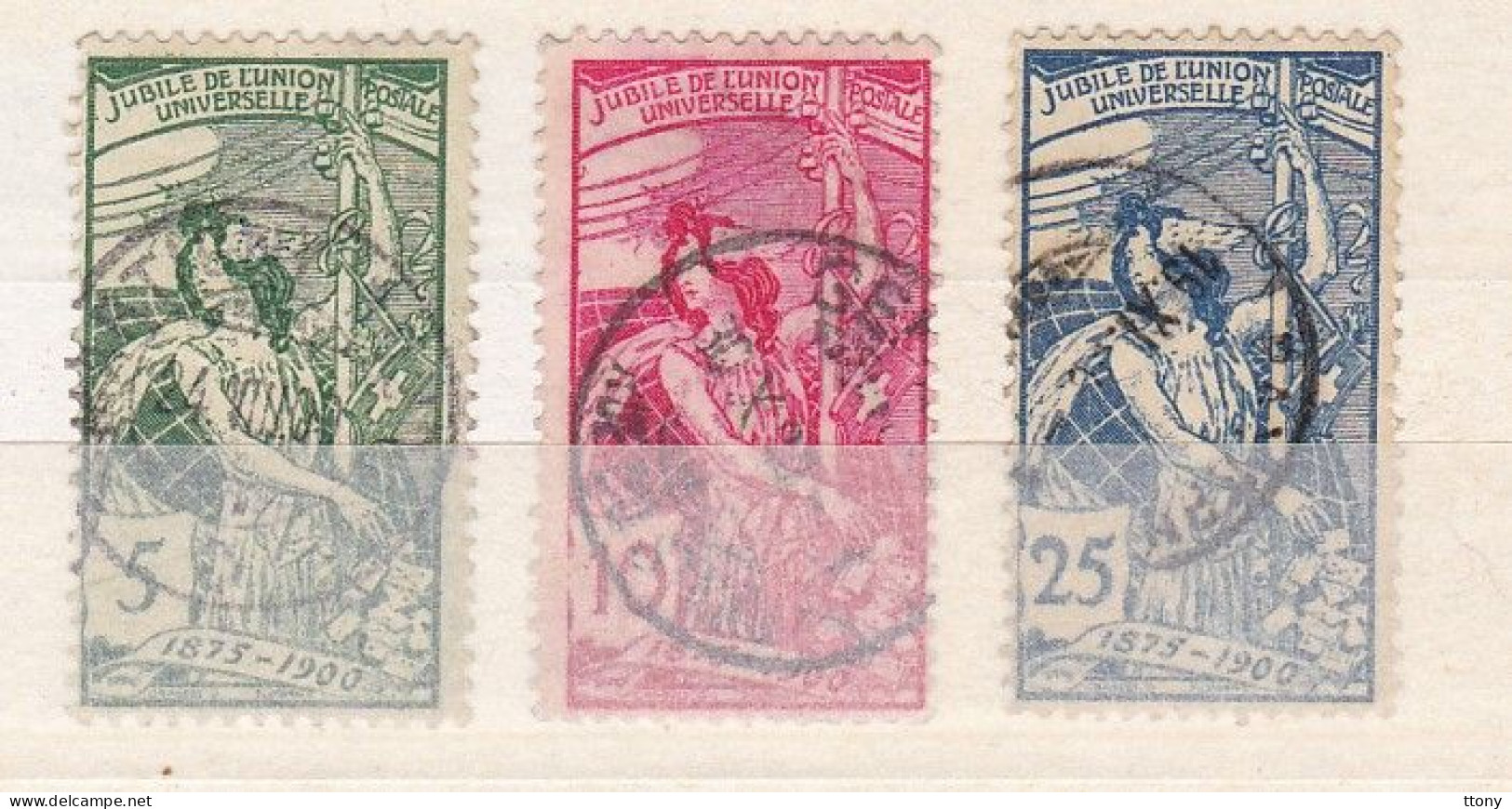 3 Timbres Suisse  Jubile De L'union Postale Universelle N° 77  N° 78  N° 79   Switzerland - Gebraucht
