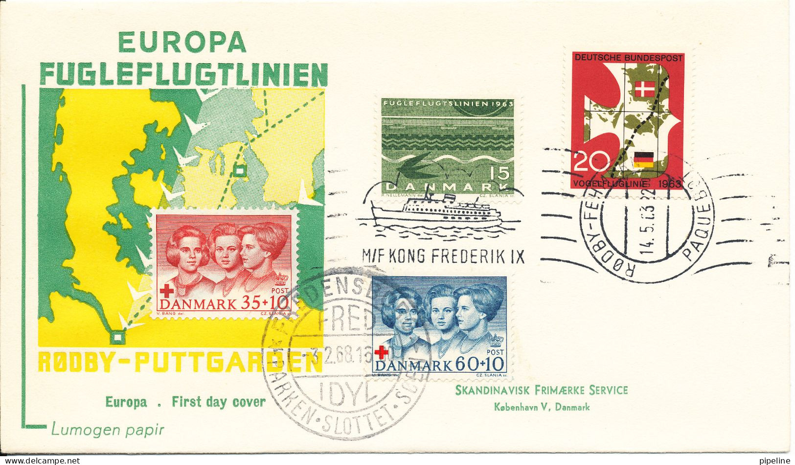 Denmark - Germany Cover Bee-Line Paquebot Rödby - Fehmern 14-5-1963 And RED CROSS Stamps 3-2-1968 - Joint Issues