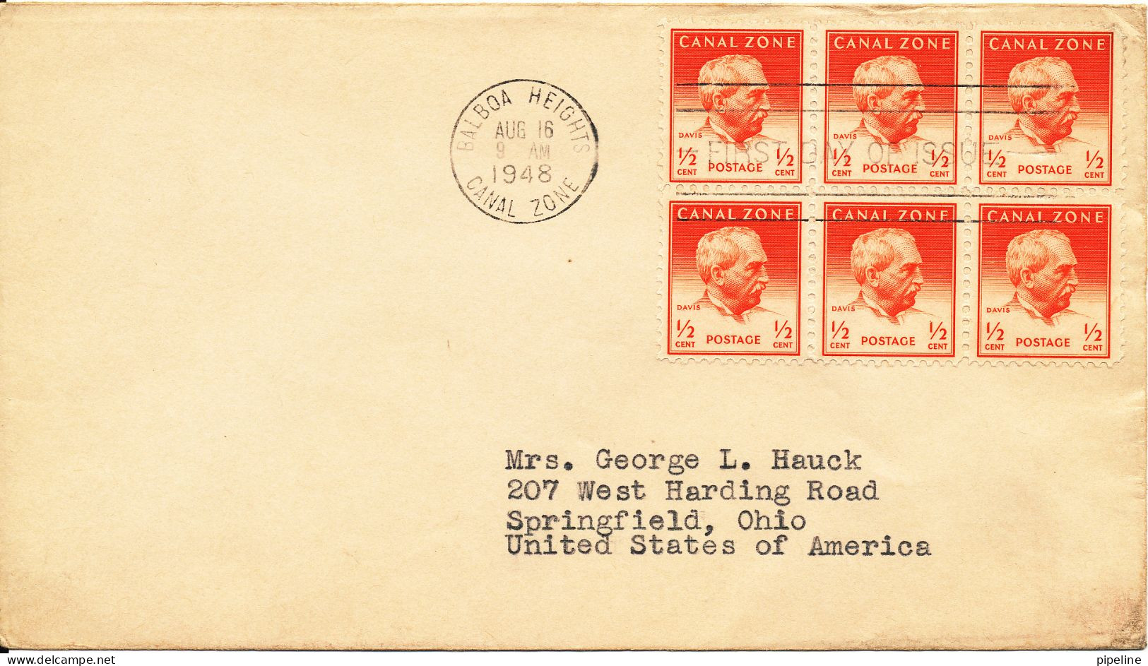 Canal Zone FDC 16-8-1948 ½ Cent In Block Of 6 - Canal Zone