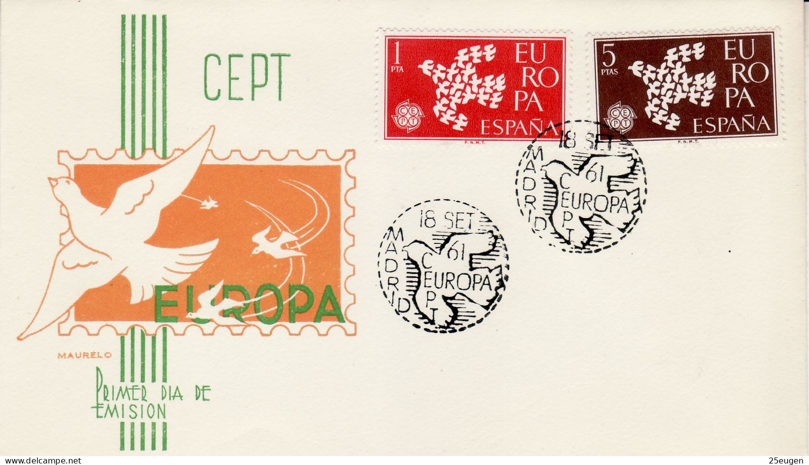 SPAIN  EUROPA CEPT 1961  FDC - 1961