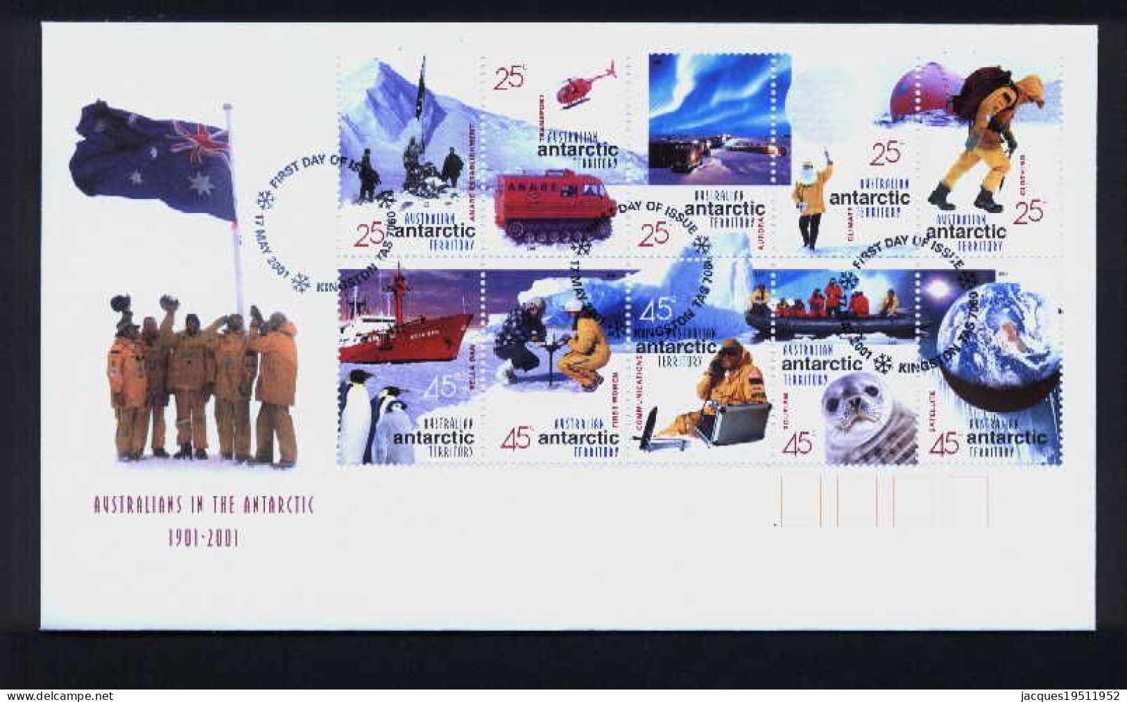 NE - AAT - 35 - Cent Ans De Présence Australienne En Antarctique   - Pj 17 Mai 2001 - FDC