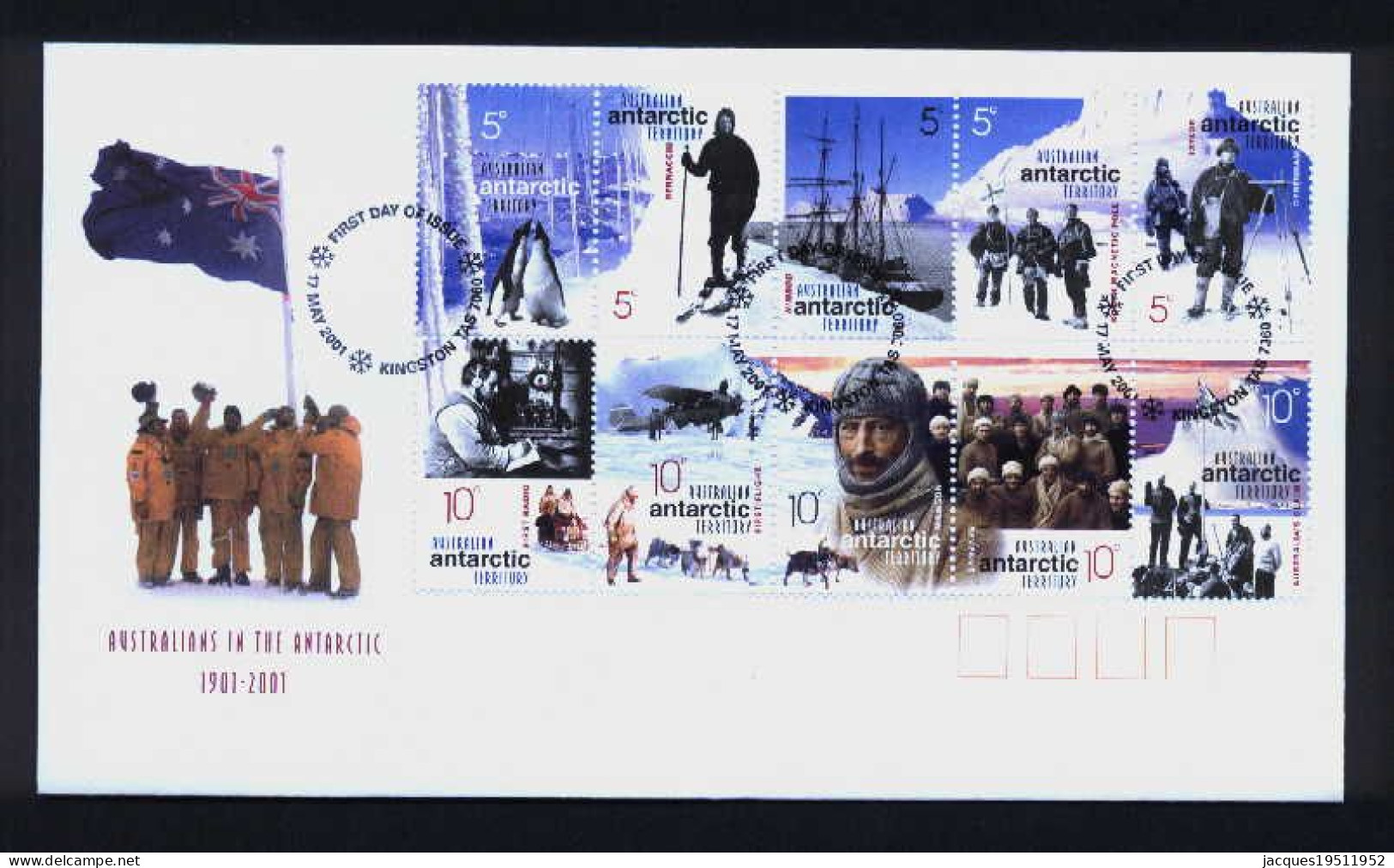 NE - AAT - 35 - Cent Ans De Présence Australienne En Antarctique   - Pj 17 Mai 2001 - FDC