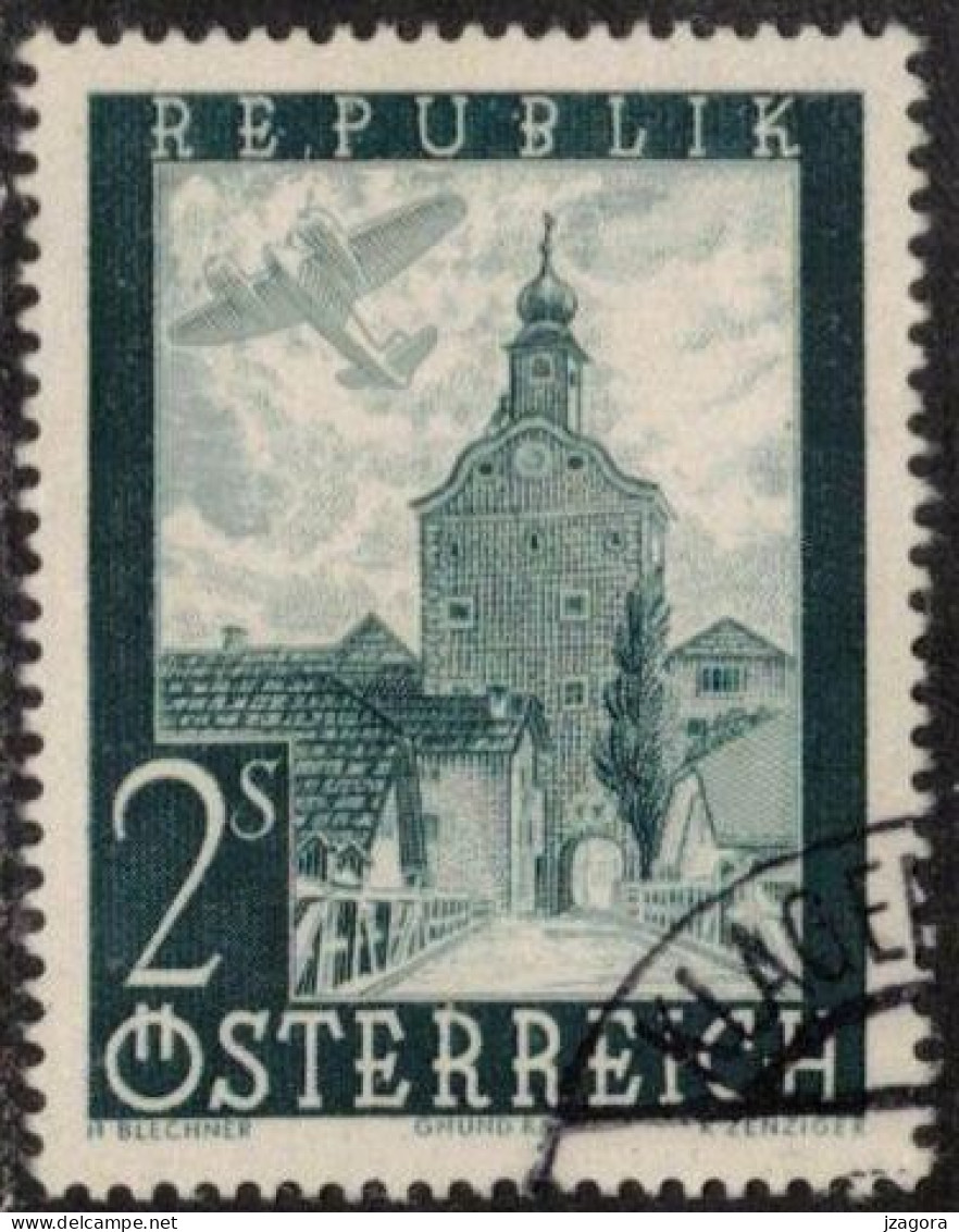 ARCHITECTURE HISTORY STADTTURM CITY TOWER GRUMD AUSTRIA ÖSTERREICH AUTRICHE 1947 MI 824 Sc C49 Flugpost Air Mail - Usados