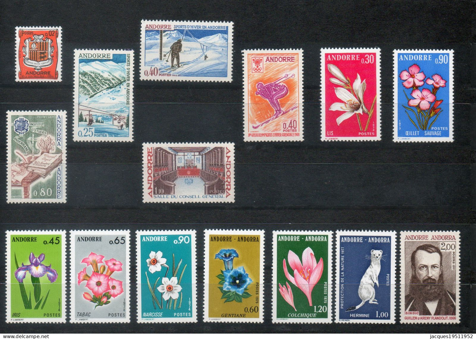 NE - Andorre - 10 - Lot De 15 Timbres Neufs ** Entre Les Années 1961 Et 1977 - Collections