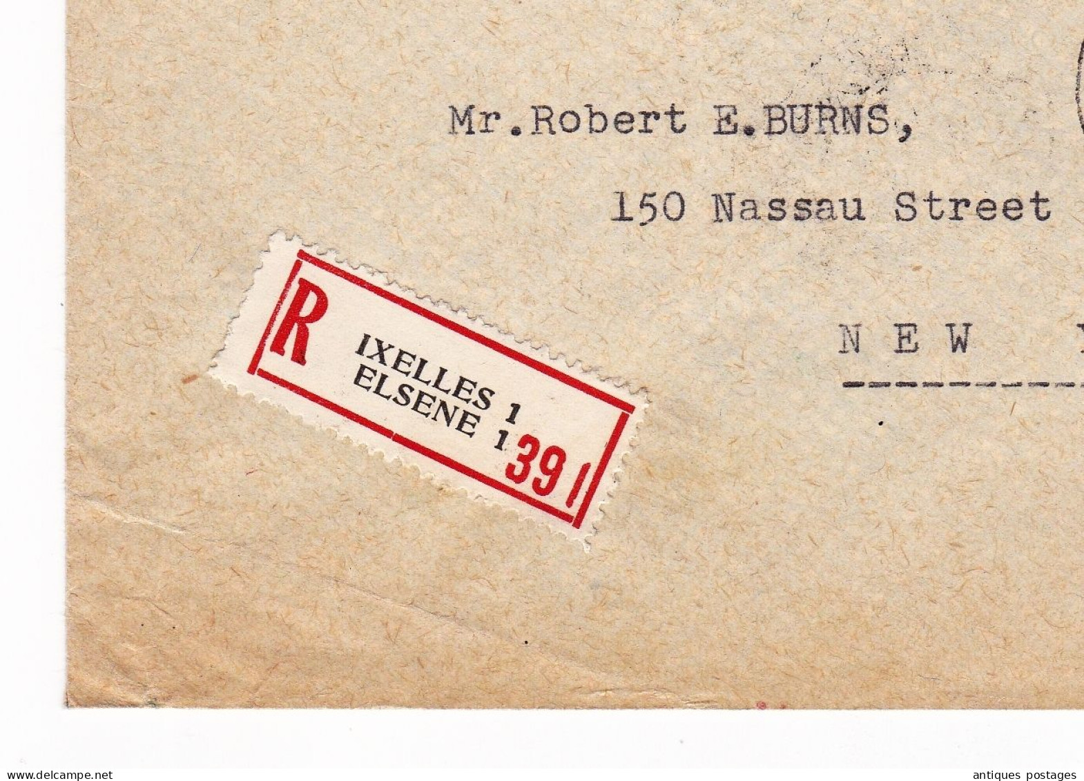 Lettre Recommandée 1950 Ixelles Elsene Belgique Office Kirkpatrick New York USA - Covers & Documents