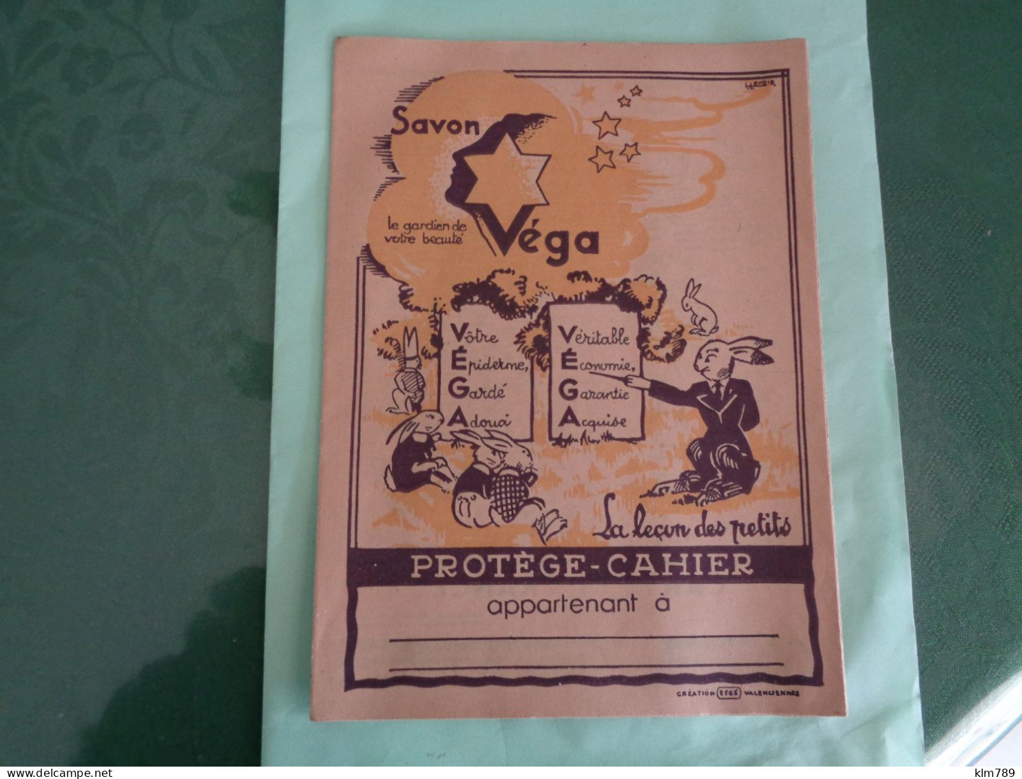 Protège Cahier - Savon Véga - " Le Gardien De Votre Beauté " Création EFGE - Valenciennes - Réf.98. - Parfum & Cosmetica