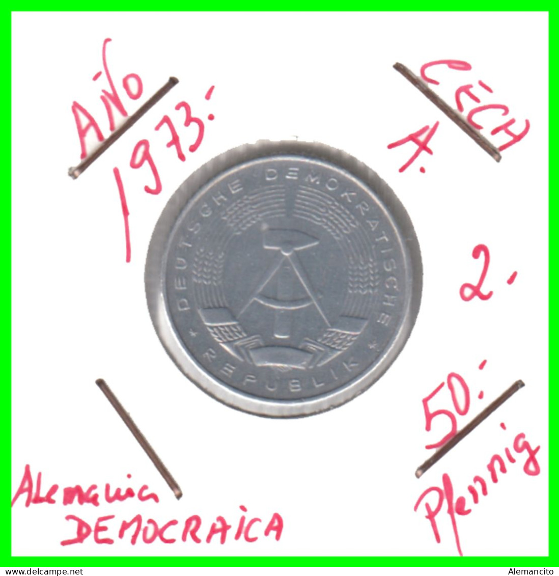 ( GERMANY DDR ) AÑO 1973 REPUBLICA DEMOCRATICA DE ALEMANIA ( DDR ) MONEDAS DE 50 PFENNING ALUMINIO - DE 23 mm. - 50 Pfennig