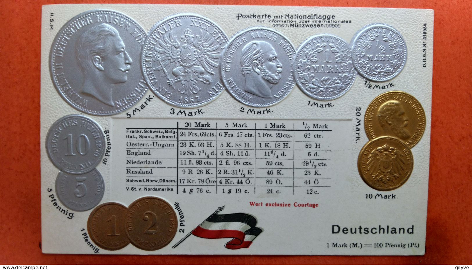 CPA Allemagne. Gaufree Avec Reproductions De Pièces De Monnaie (or Et Argent) (3A.n°117) - Münzen (Abb.)