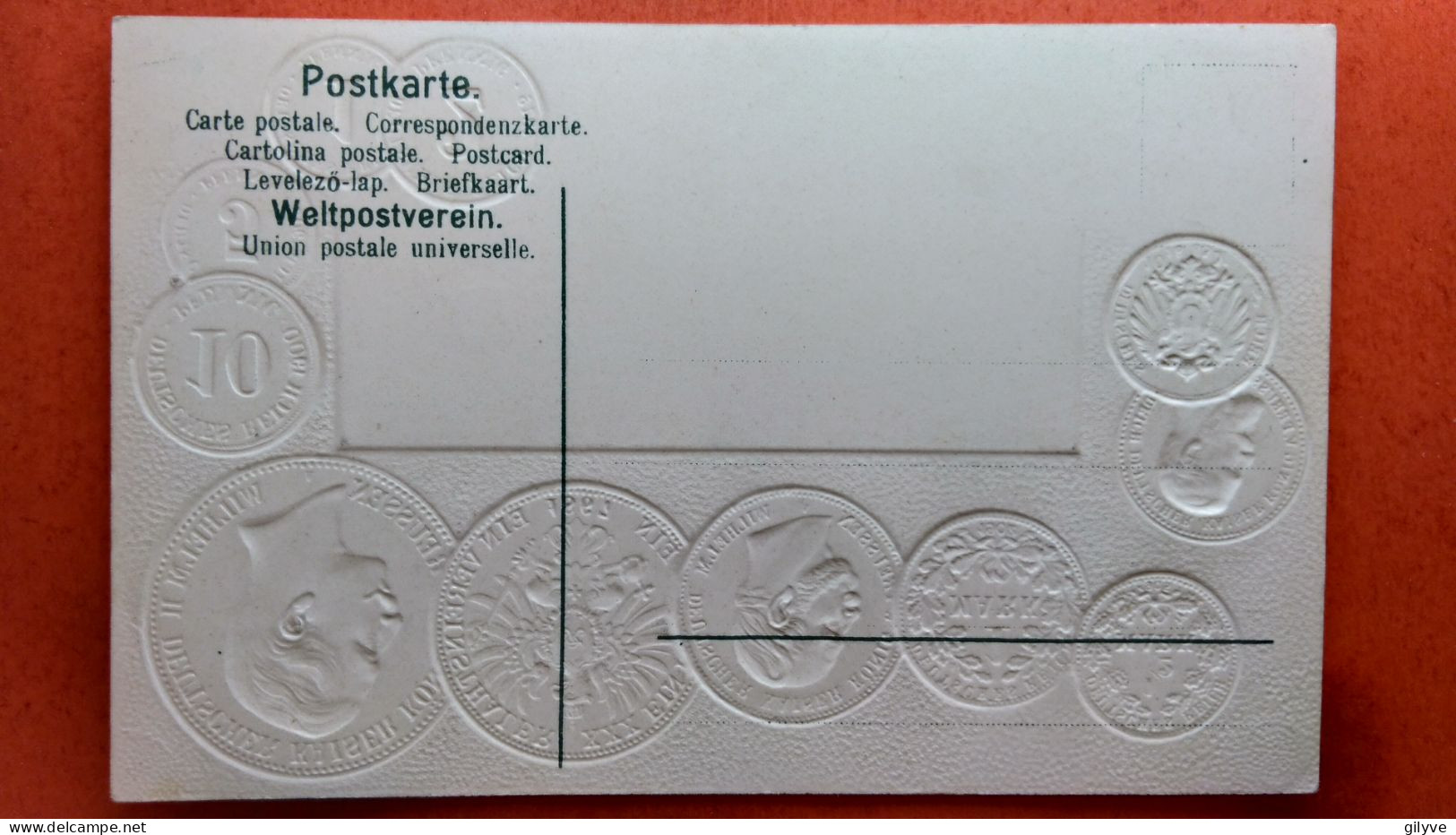 CPA Allemagne. Gaufree Avec Reproductions De Pièces De Monnaie (or Et Argent) (3A.n°117) - Münzen (Abb.)