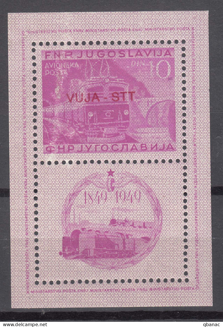 Italy Yugoslavia Trieste Zone B, Foglietti Railway Block 1950 Mi#Block 1 A, Sassone#1 Mint Never Hinged - Neufs