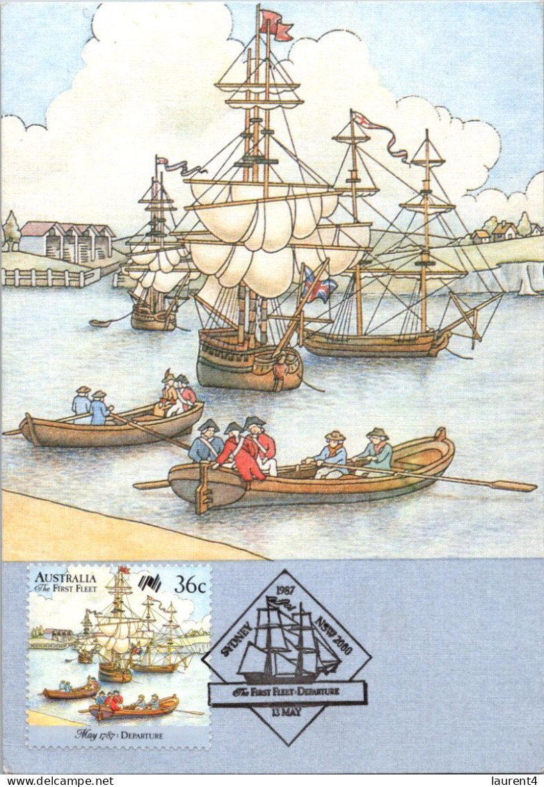 2-11-2023 (1 V10) Australia (early Maxicard) 1987 - First Fleet Departure (4cards) - Cartes-Maximum (CM)