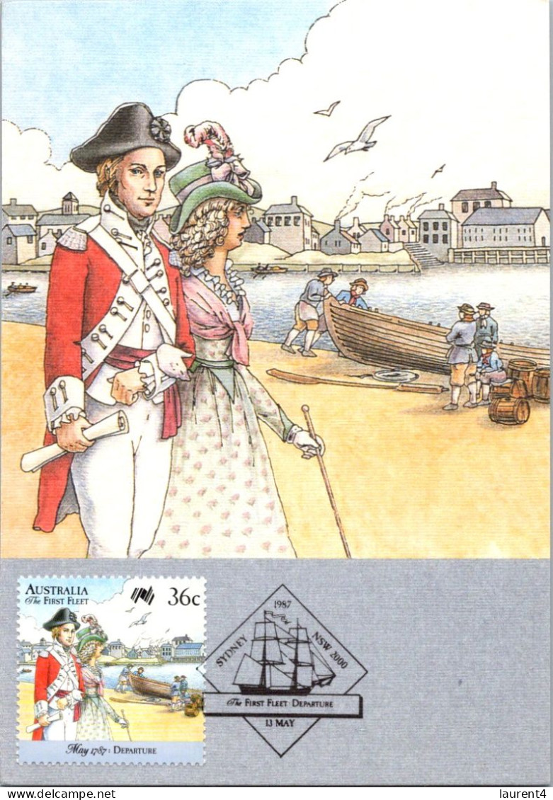 2-11-2023 (1 V10) Australia (early maxicard) 1987 - First Fleet Departure (4cards)