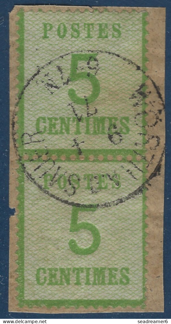 Fragment Alsace Lorraine Occupation N°4 Paire 5c Vert Jaune Obl Dateur Allemand De " Worth AN DER SAUER " TTB - Oblitérés