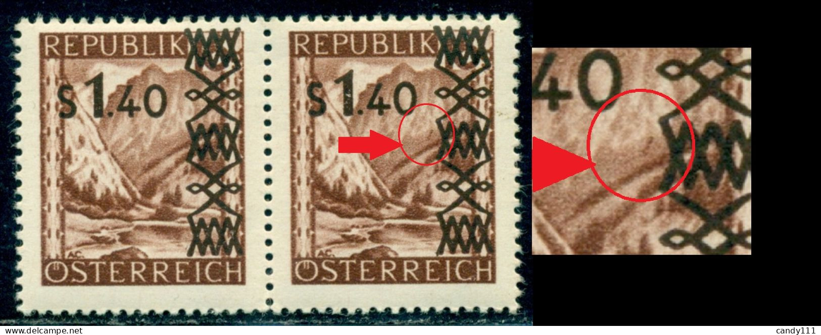 1947 Styria,Steiermark Valley,Austria,836,surcharged,regular+Error,MNH - Variétés & Curiosités