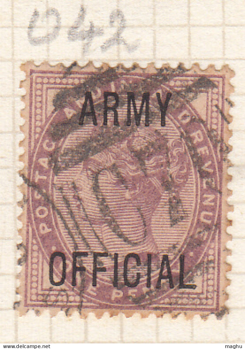 Clear Cancellation Postmark, Great Britian QV ARMY OFFICIAL Used, C7 ? Cancellation - Dienstzegels