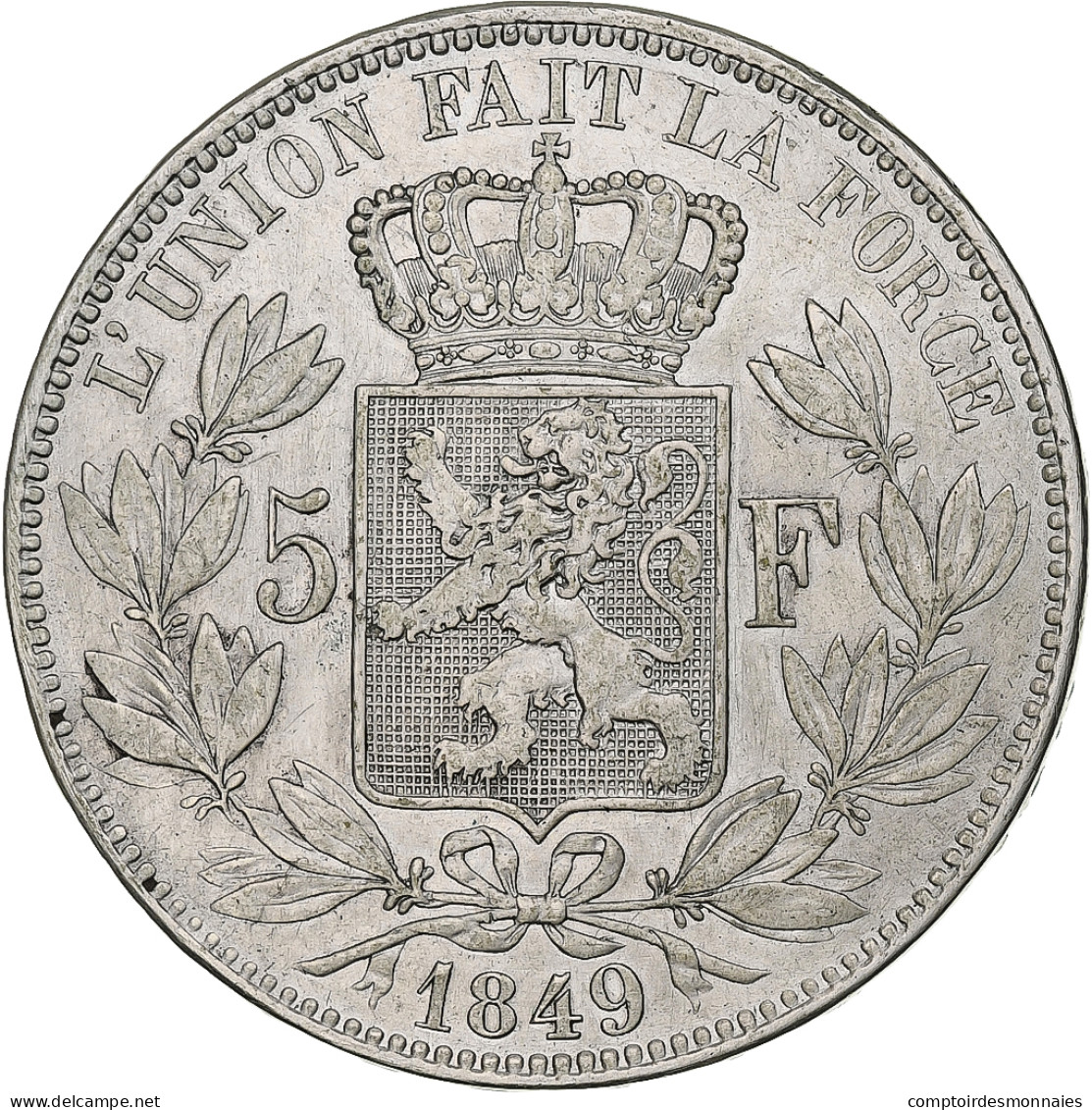 Belgique, Leopold I, 5 Francs, 5 Frank, 1849, Argent, TB+, KM:17 - 5 Frank