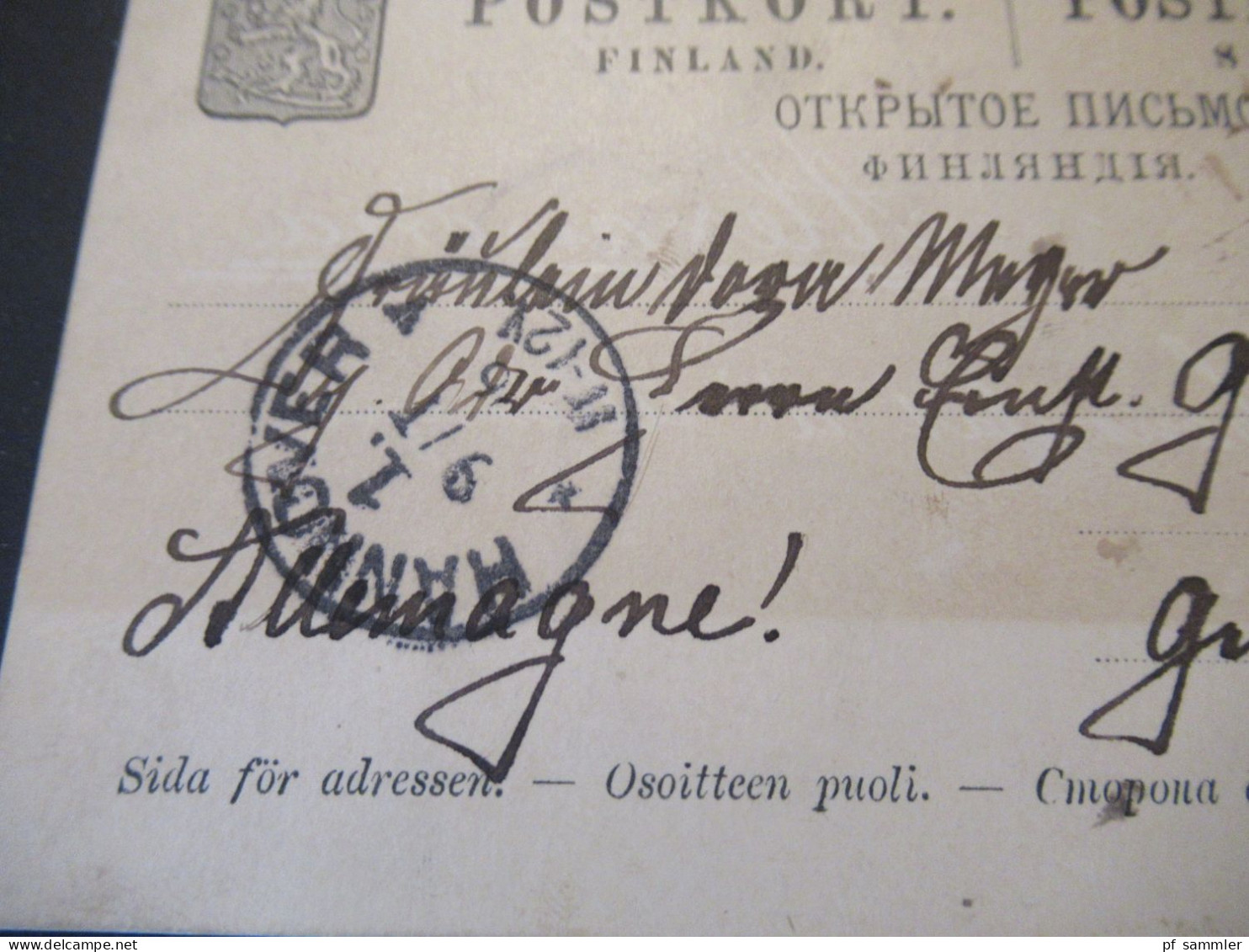 Finnland / Suomi 1896 ?! Ganzsache Nach Hannover Gesendet Ab Helsinki / Helsingfors - Interi Postali