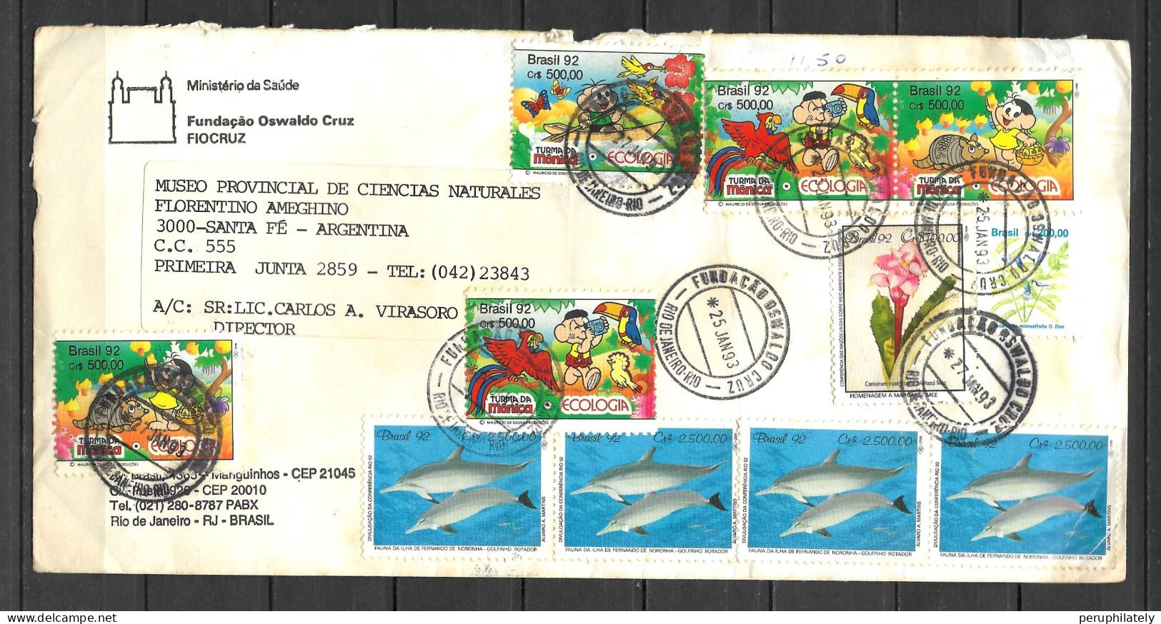 Brazil Cover With Ecology & Dolphin Stamps , Circulated - Gebraucht