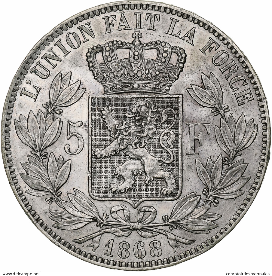 Belgique, Leopold II, 5 Francs, 5 Frank, 1868, Argent, TTB, KM:24 - 5 Frank