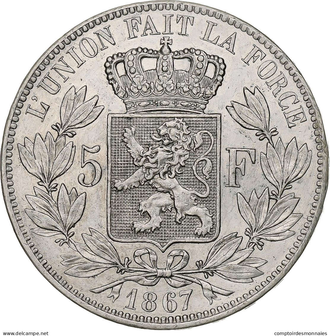 Belgique, Leopold II, 5 Francs, 5 Frank, 1867, Argent, TTB, KM:24 - 5 Francs