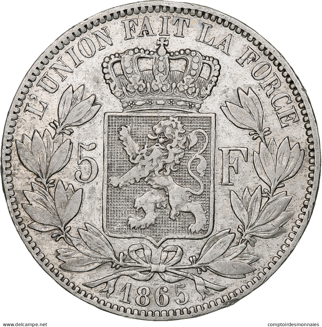 Belgique, Leopold I, 5 Francs, 5 Frank, 1865, Argent, TB+, KM:17 - 5 Francs