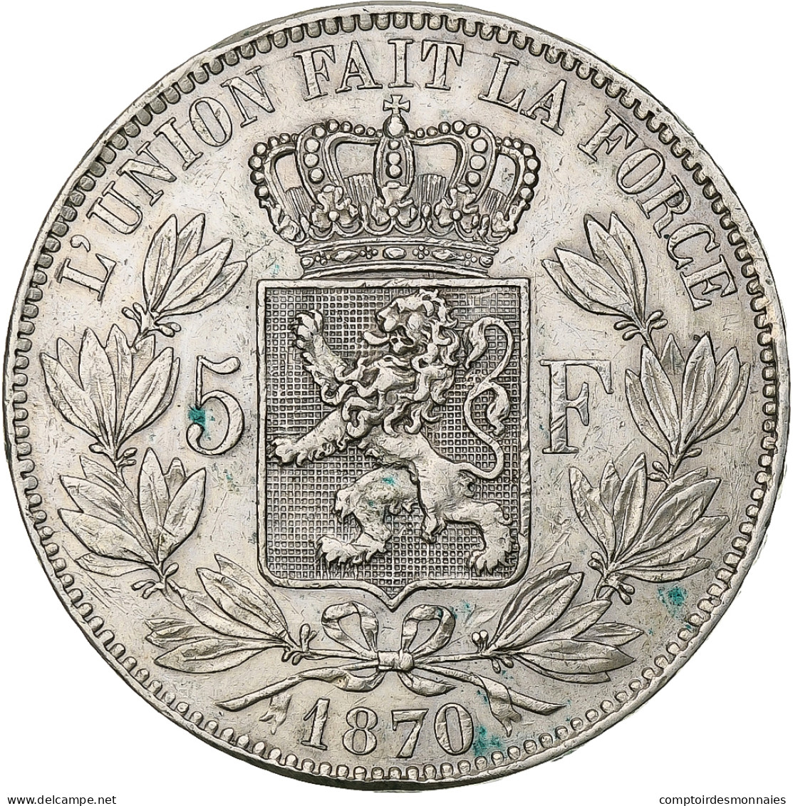 Belgique, Leopold II, 5 Francs, 5 Frank, 1870, Argent, TTB, KM:24 - 5 Frank