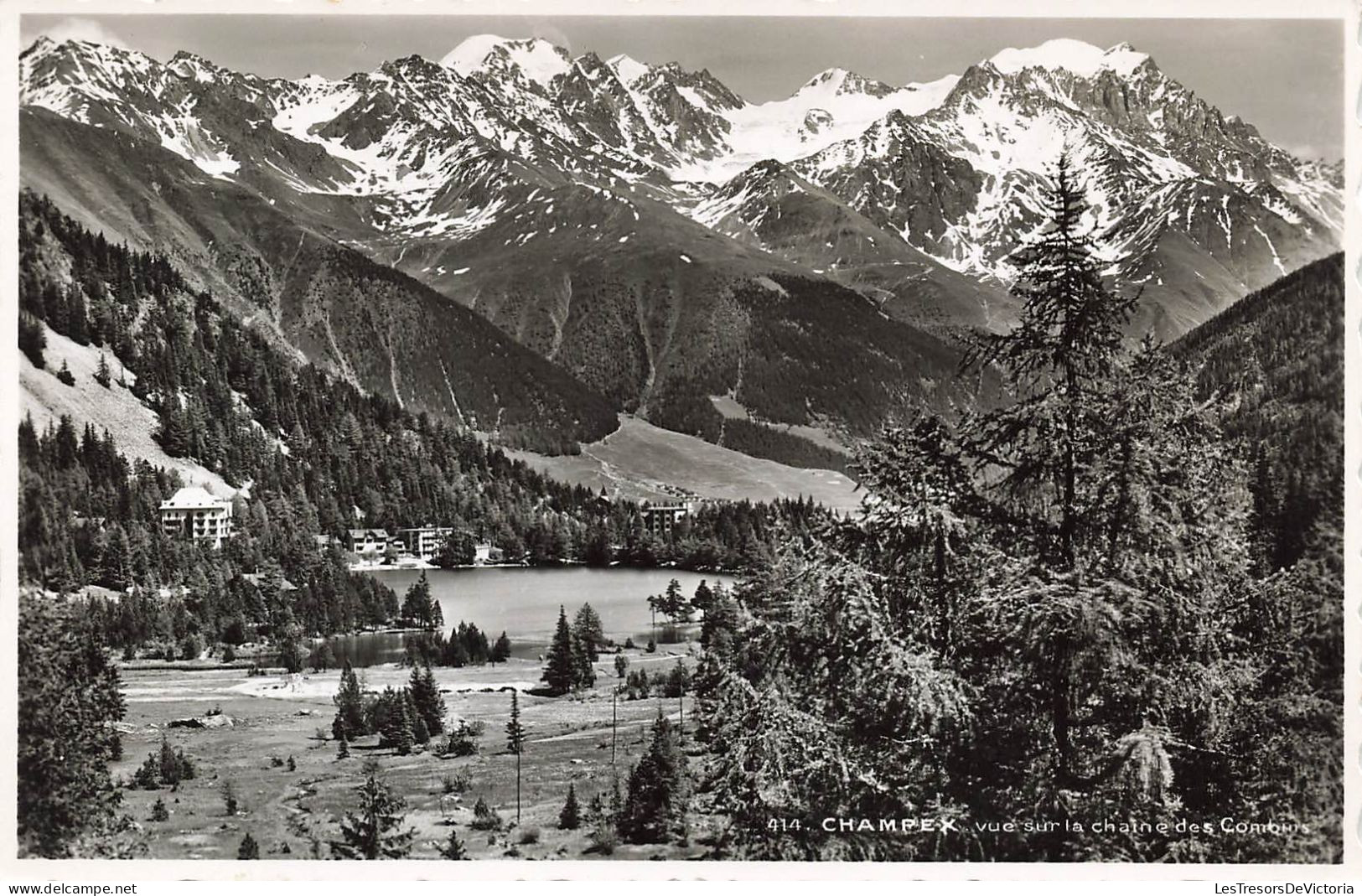 SUISSE - Champex-Lac - Vue Sur La Chaîne Des Combins - Carte Postale Ancienne - Andere & Zonder Classificatie