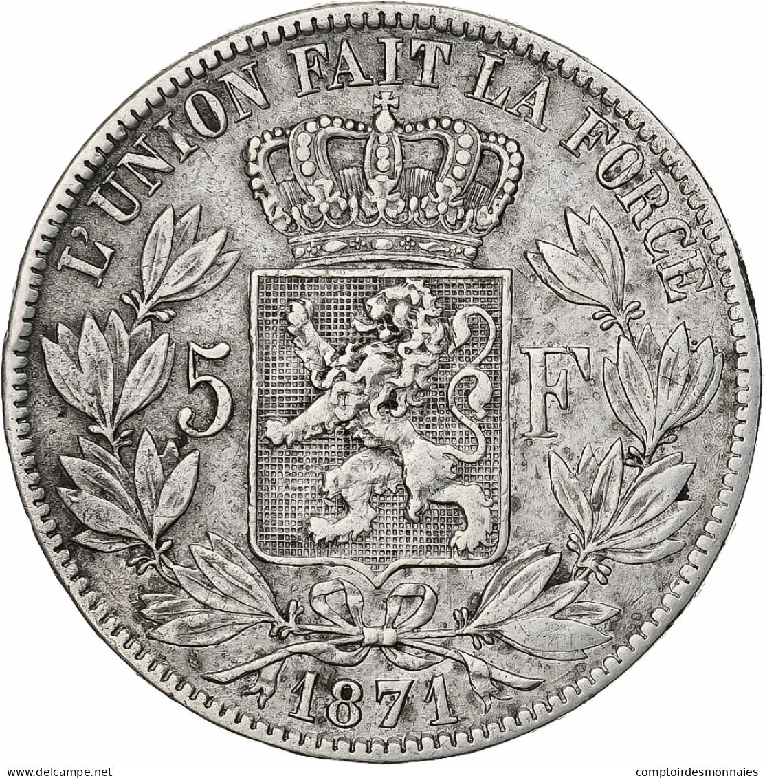 Belgique, Leopold II, 5 Francs, 5 Frank, 1871, Argent, TB+, KM:24 - 5 Frank