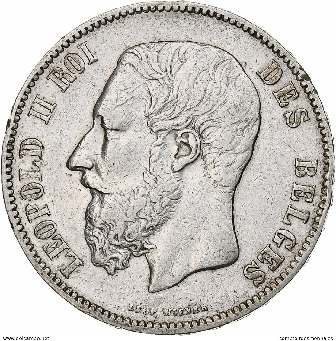 Belgique, Leopold II, 5 Francs, 5 Frank, 1875, Argent, TTB, KM:24 - 5 Frank