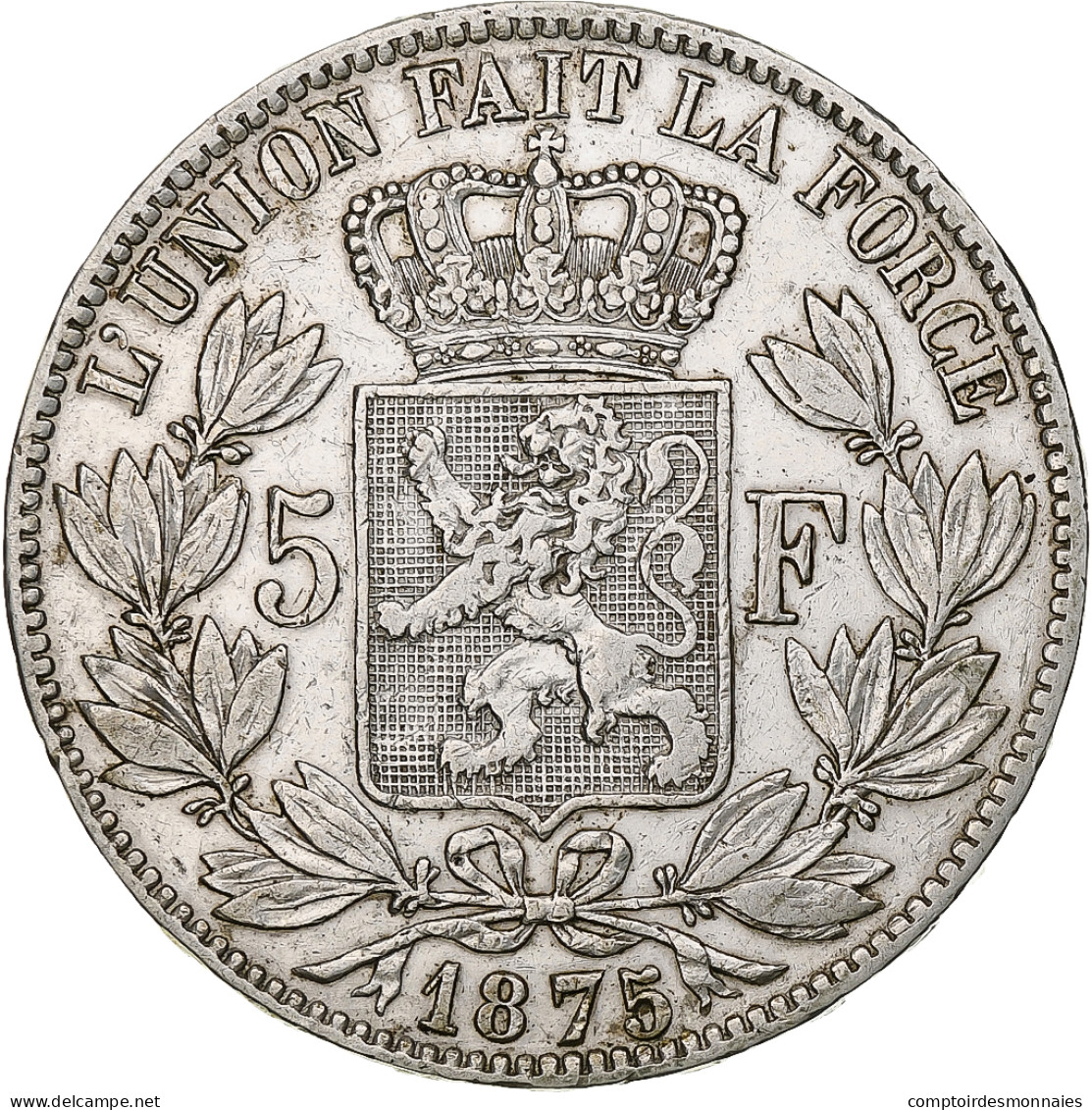 Belgique, Leopold II, 5 Francs, 5 Frank, 1875, Argent, TTB, KM:24 - 5 Frank