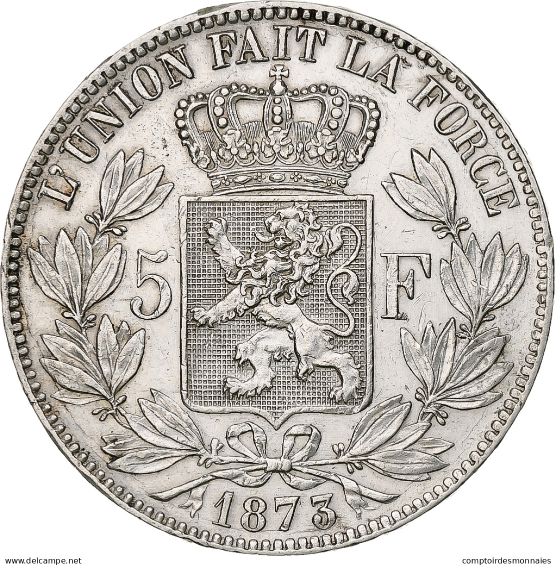 Belgique, Leopold II, 5 Francs, 5 Frank, 1873, Argent, TTB, KM:24 - 5 Francs