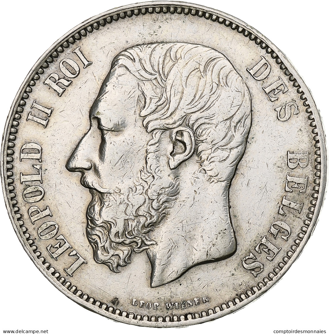 Belgique, Leopold II, 5 Francs, 5 Frank, 1874, Argent, TTB, KM:24 - 5 Frank