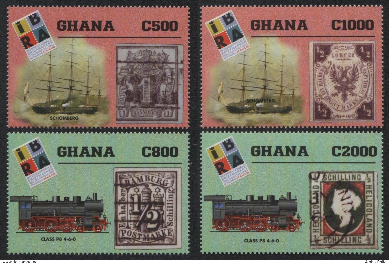 Ghana 1999 - Mi-Nr. 2986-2989 ** - MNH - Schiffe, Eisenbahn / Ships, Trains - Ghana (1957-...)