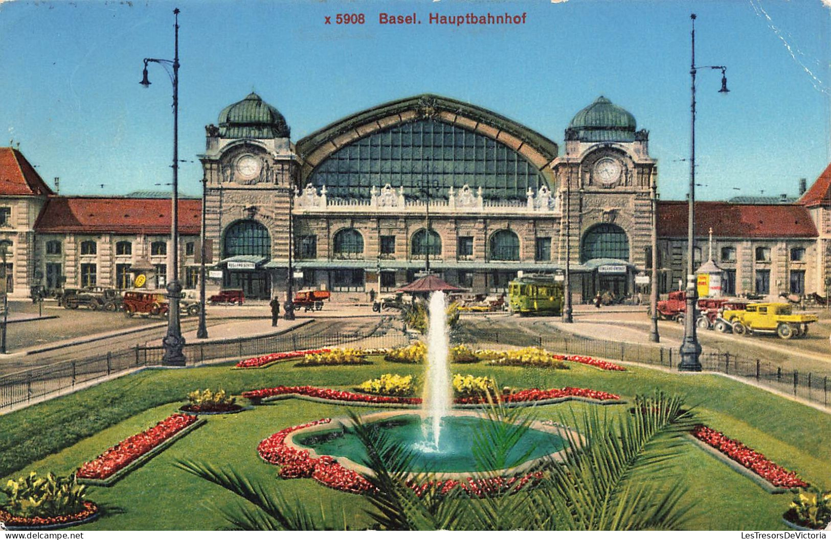 SUISSE - Bâle - Gare Centrale - Colorisé - Carte Postale Ancienne - Basilea