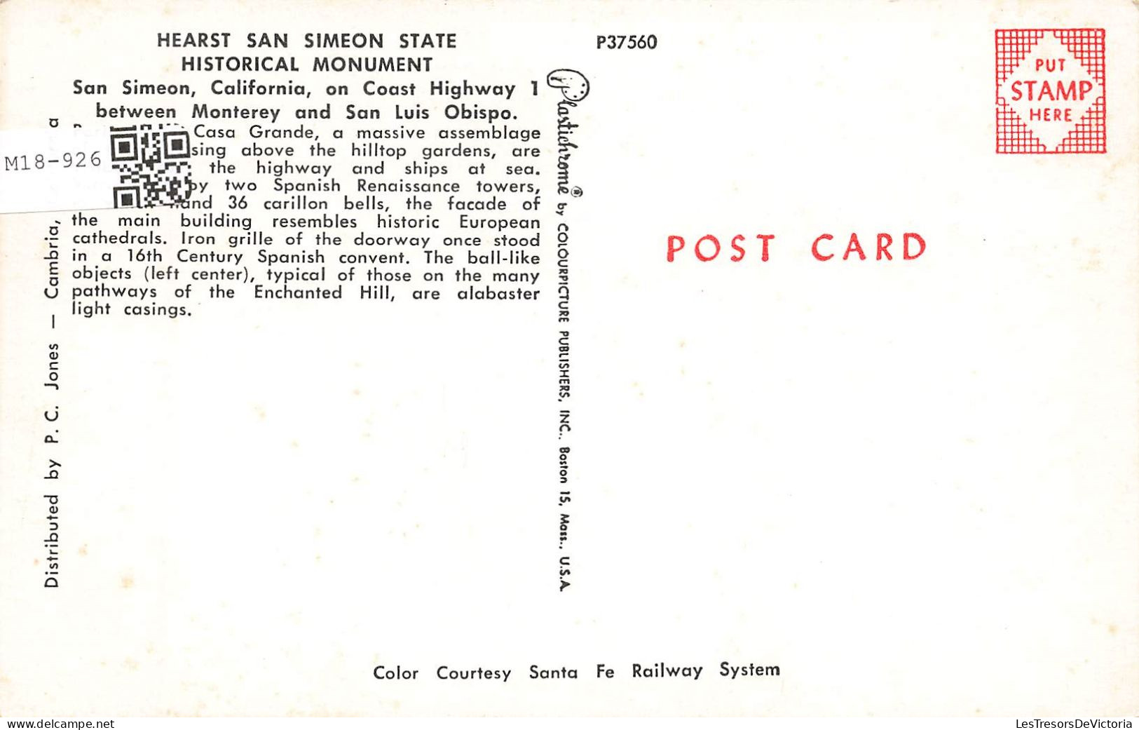 ETATS UNIS - Californie -  Hearst San Simeon State - Historical Monument - Colorisé - Carte Postale - Sonstige & Ohne Zuordnung