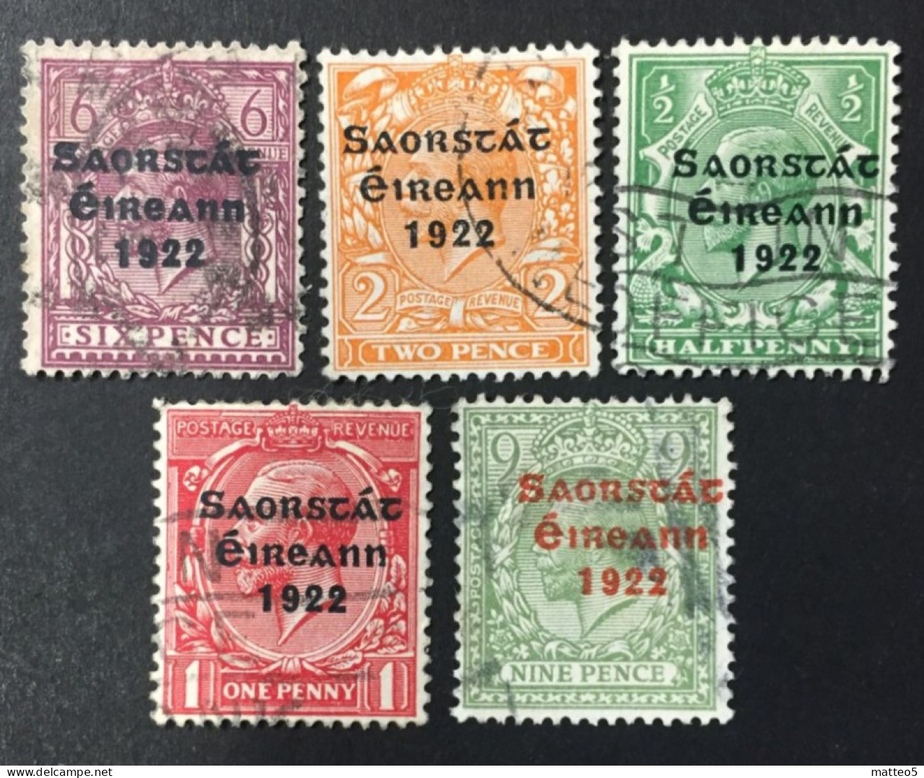 1923 - Ireland - Iris Free State King George V - Overprint - 5 Stamps  Used - Used Stamps