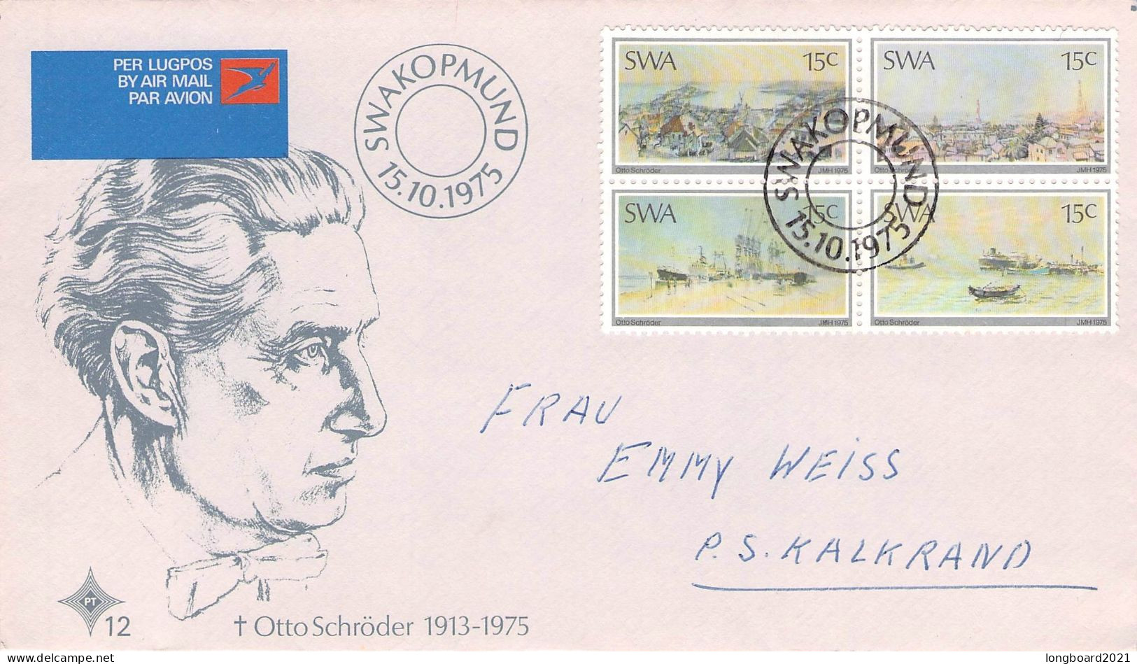 SWA - FDC 1975 OTTO SCHRÖDER Mi 409-412 /1255 - South West Africa (1923-1990)