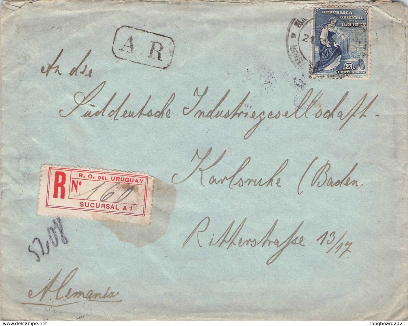 URUGUAY - REGISTERED MAIL 1914 - KARLSRUHE/DE  / 1265 - Uruguay