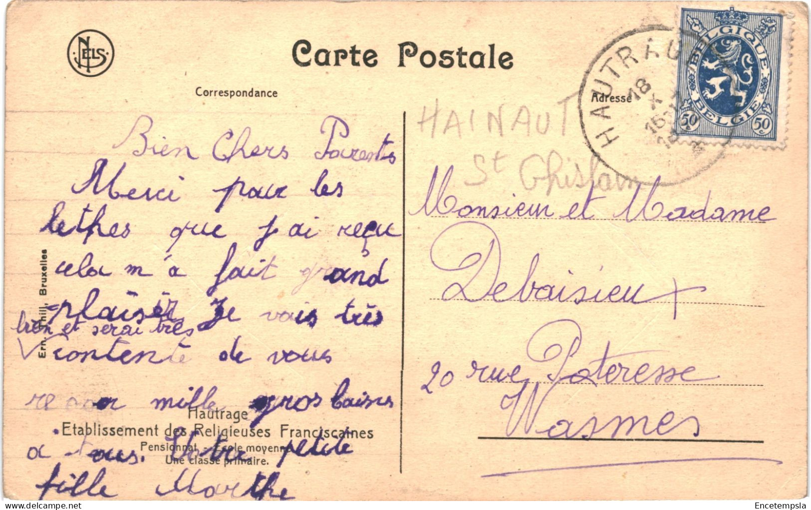 CPA Carte Postale Belgique Hautrage Etablissement Des Religieuses Franciscaines    Classe Primaire   VM73325ok - Saint-Ghislain