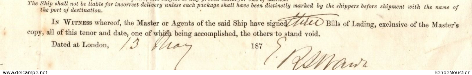 The "Japan " Line Of Steamships - Norris & Joyner - Via " Canal De Suez" - Ship " Celtic Monarch " London 13  May 1879. - Regno Unito