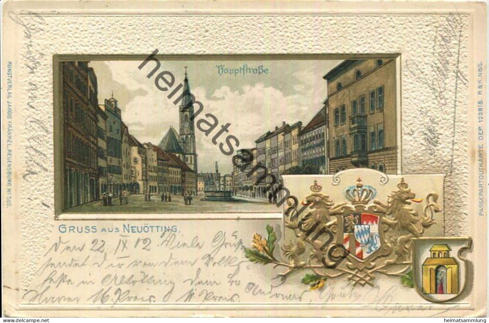 Neuötting - Wappen - Verlag Jakob Fränkel Regensburg - Gel. 1902 - Neuötting
