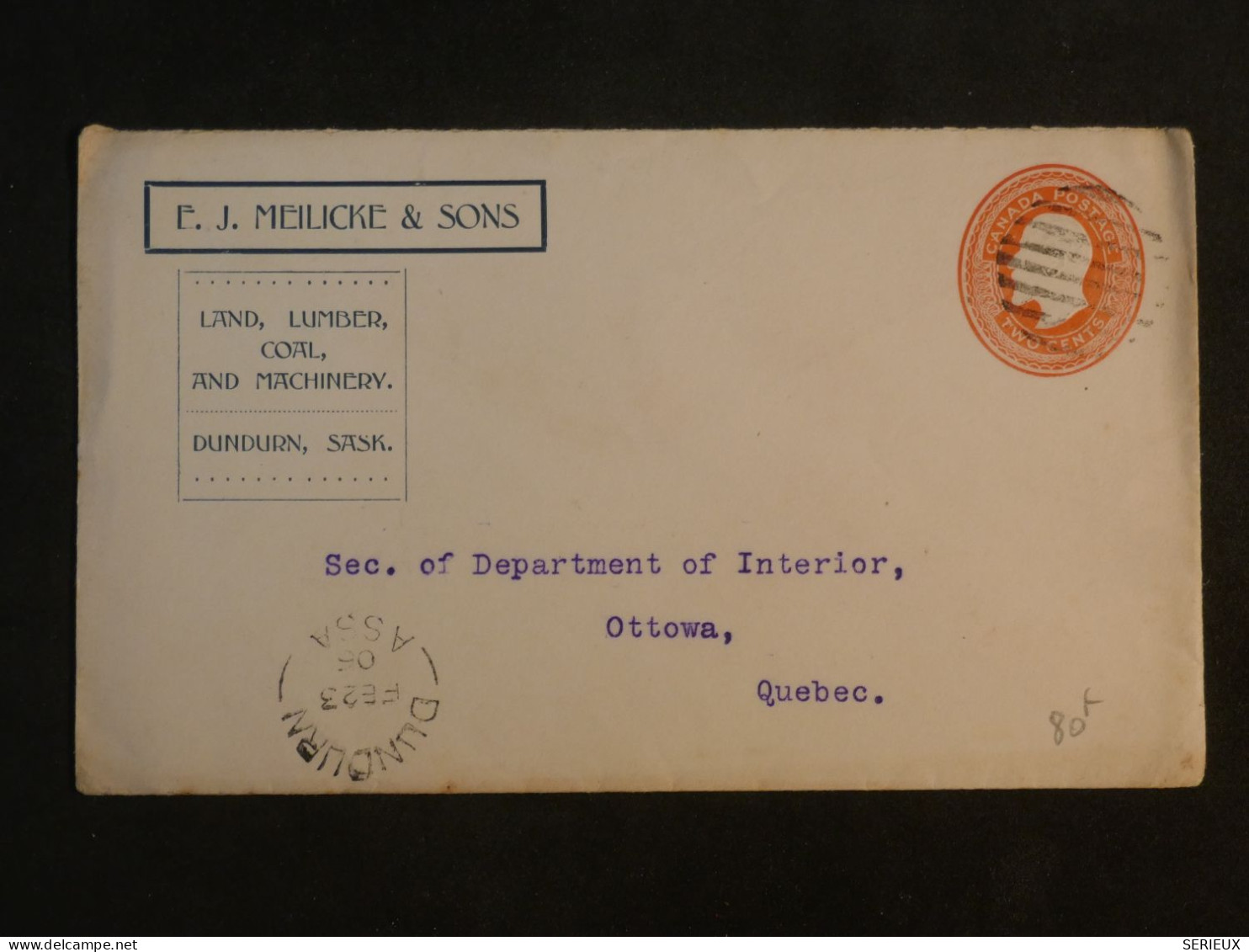 DE10 INDIA    BELLE  LETTRE   ENTIER   ENV. 1900 A OTTAWA QUEBEC   +AFF. INTERESSANT++++ - Briefe
