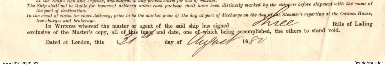 Lettre De Transport Maritime " Suez Canal " - The Steam Ship Hankow- London To Calcutta - Inde - 31 Augustus 1880. - Royaume-Uni